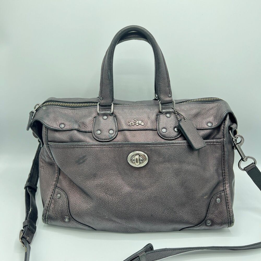 Coach Rhyder Satchel in Metallic Two Tone Leather No 33739 Bronze Crossbody